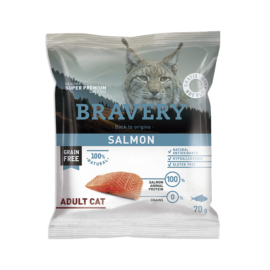 Bravery Grain Free Adult "CAT" Kibble (SALMON) SAMPLE 70g