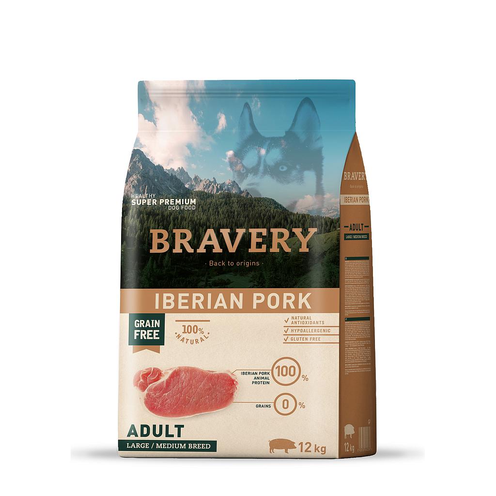 Bravery Grain Free Adult Dog Kibble - Iberian Pork 12kg