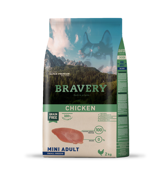 Bravery Grain Free MINI ADULT DOG Kibble (CHICKEN) 2kg