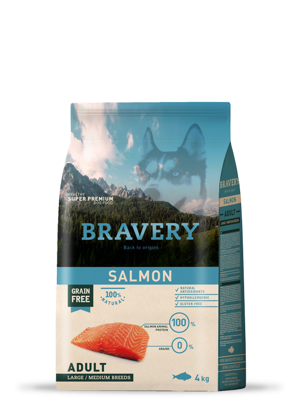 Bravery Grain Free Adult Dog Kibble Salmon 4kg
