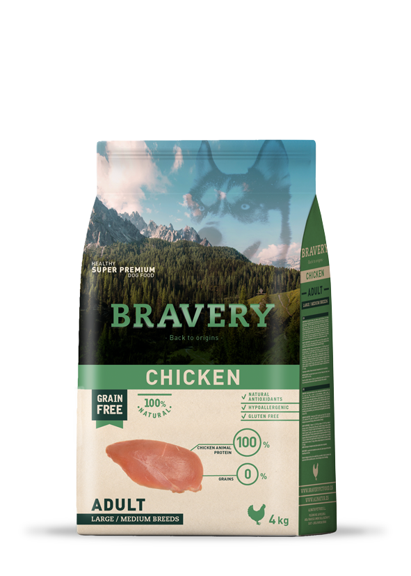 Bravery Grain Free Adult Dog Kibble - Chicken 4kg