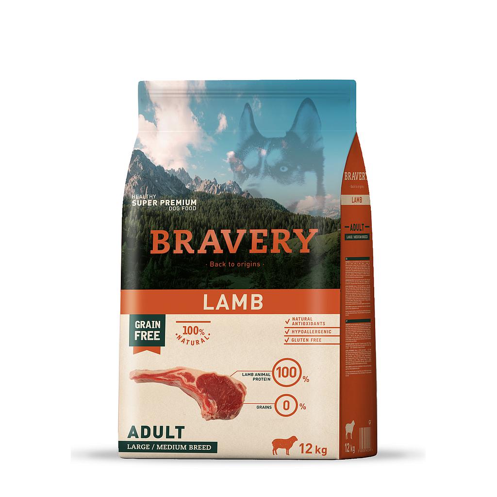 Bravery Grain Free Adult "DOG" Kibble (LAMB) 12kg