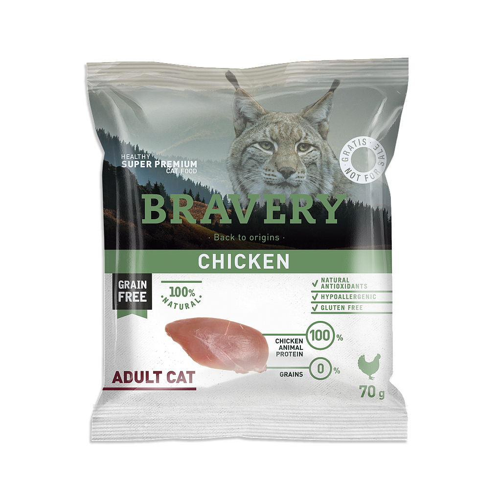 Bravery Grain Free Adult "CAT" Kibble (CHICKEN) SAMPLE 70g