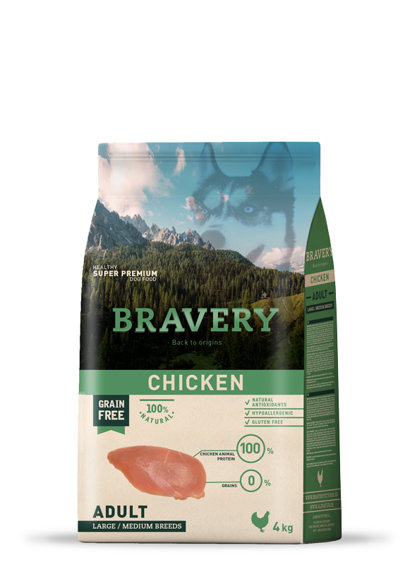 Bravery Grain Free Adult "DOG" Kibble (CHICKEN) 4kg