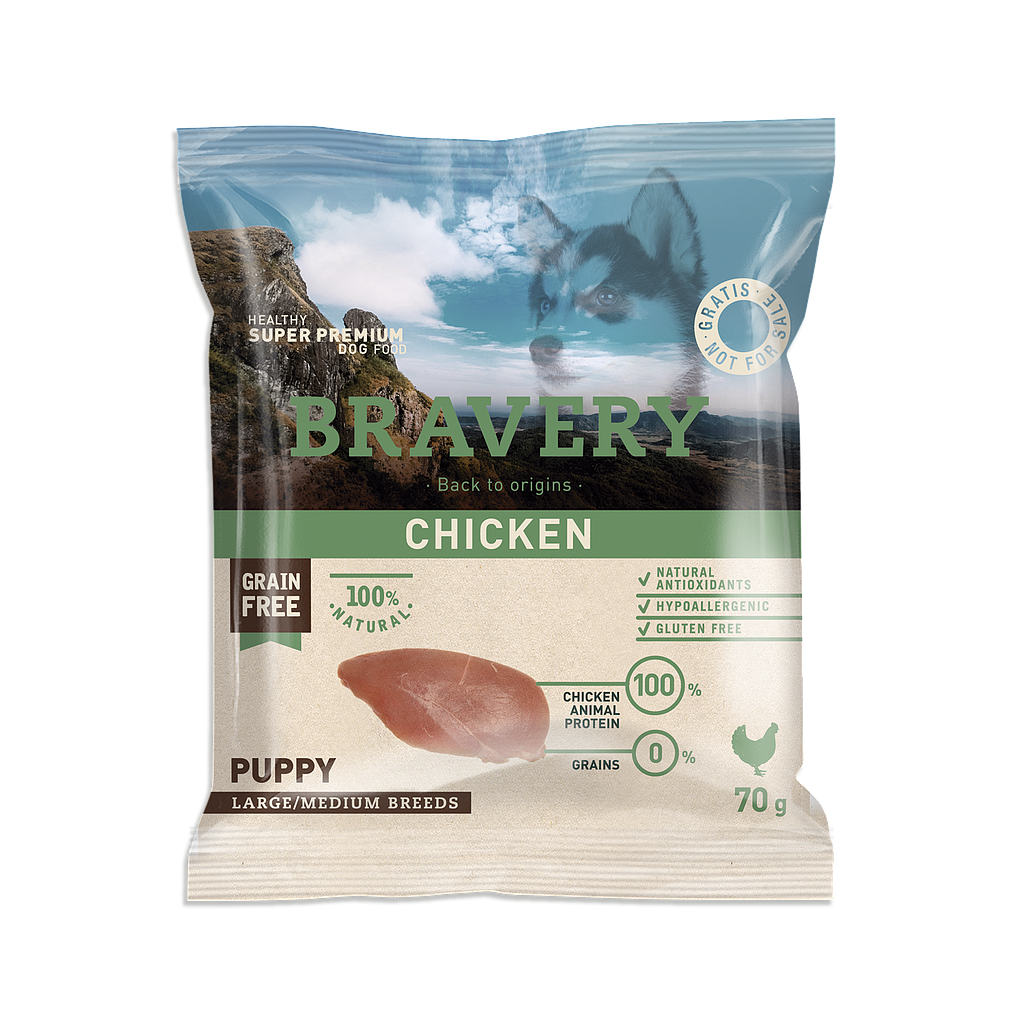 Bravery Grain Free PUPPY Kibble (CHICKEN) SAMPLE 70g