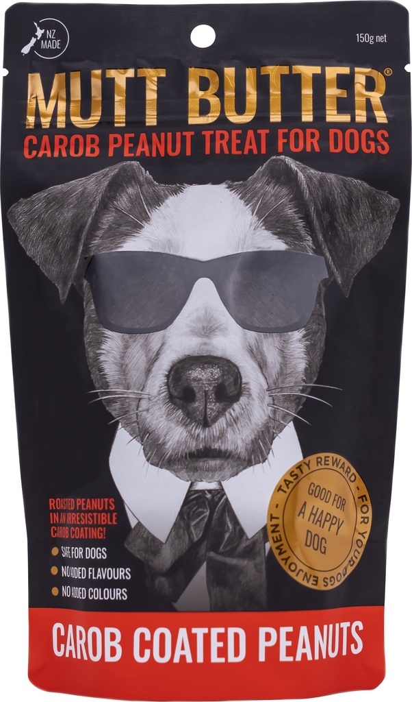 Mutt Butter Carob coated Peanut treats150g pouch